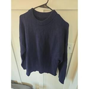 Minimalist Navy Cashmere Blend Crewneck Sweater - Size Small